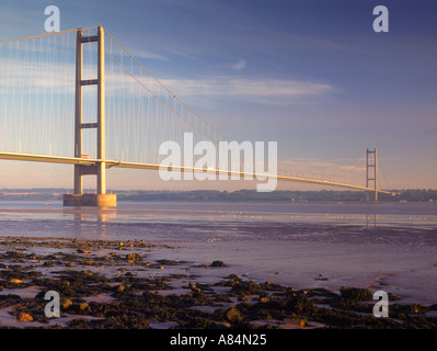 The Humber Bridge from southern shore of Barton Upon Humber in Lincolnshire England UK Stock Photo