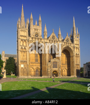 The West front facade of Peterborough City Cathedral, Cambridgeshire ...