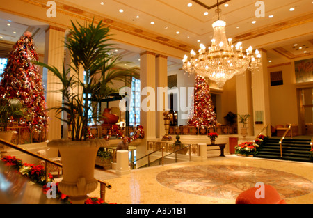 Waldorf Astoria Hotel, Interior At Christmas Stock Photo