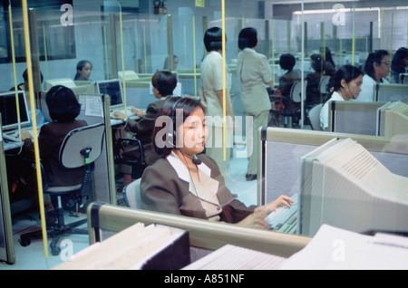 Business Professions Telecommunications Call centre Telephone operators Mobile pager Centre Stock Photo