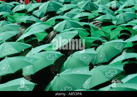 Travel Taiwan Taipei National Day celebrations Umbrella hats Stock Photo