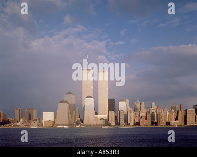 United States of America. View of New York City with World Trade Center twin towers (before 911). 1999. Stock Photo