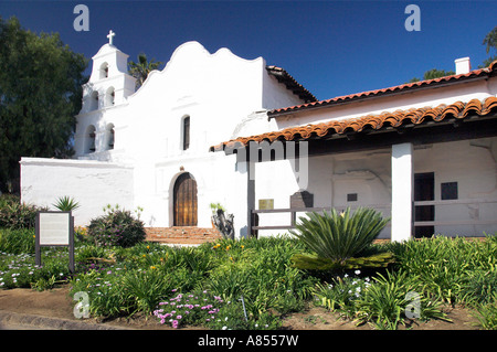 The exterior front of the Mission Basilica San Diego de Alcala near San Diego California USA Stock Photo