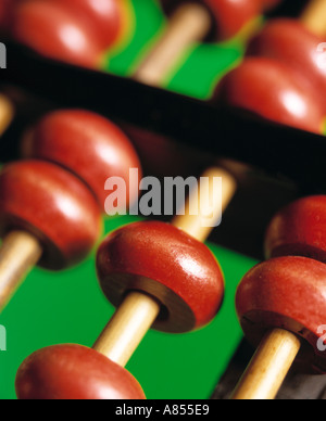 close up of abacus on green background Stock Photo