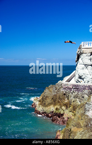 Cliff divers along the waterfront in Mazatlan Mexico Stock Photo