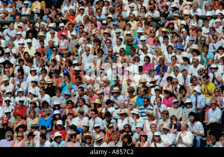Crowd of people watching a tennis match, Wimbledon, Surrey, England, UK. Stock Photo