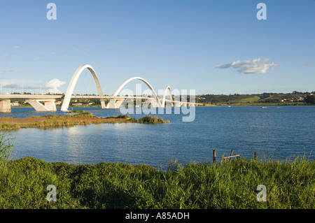 A view of The JK Bridge (President Juscelino Kubitschek bridge) in Brasilia. Stock Photo