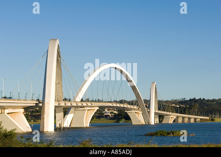 A view of The JK Bridge (President Juscelino Kubitschek bridge) in Brasilia. Stock Photo