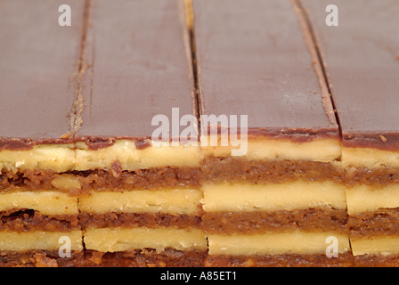 Slices of Orah Snita Chocolate Covered Walnut Cake Stock Photo