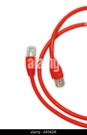 NETWORK CABLE INTERNET PLUG ON WHITE BACKGROUND Stock Photo