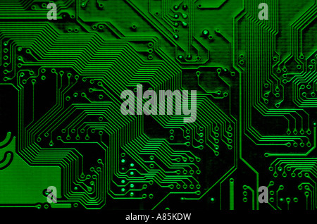 MOTHERBOARD TECHNOLOGY GREEN BACKGROUND ABSTRACT Stock Photo