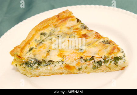 The Ivy House tea shop Montgomery Powys Smoked salmon spinach tart with pastry made with flour from Bacheldre Watermill Stock Photo