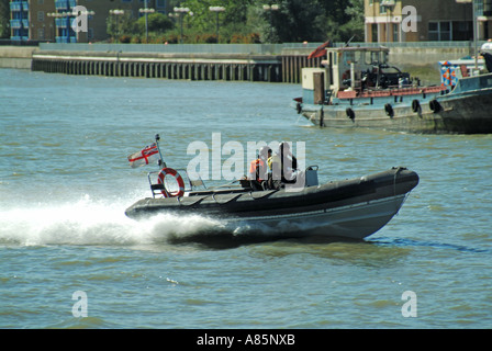 London river Thames high speed inflatable speed boat Stock Photo