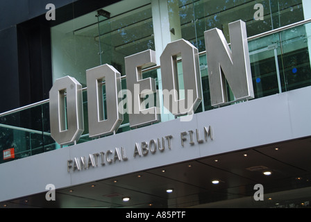 Odeon Leicester Square sign over main entrance Stock Photo