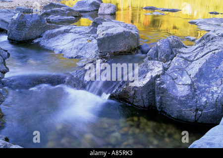 Clear water flows over rocks at Johnson's Shut-Ins  State Park Missouri USA Stock Photo