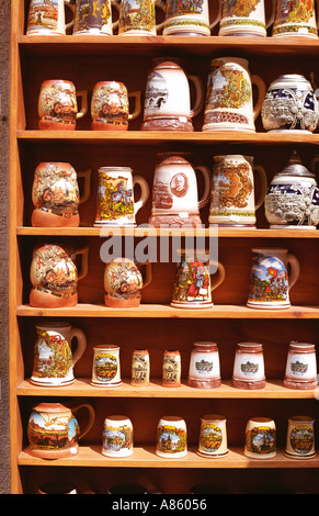 Beer mugs Old Town Prague Czech Republic Stock Photo