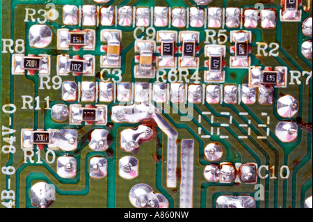 Circuit board with circuit pathes Stock Photo