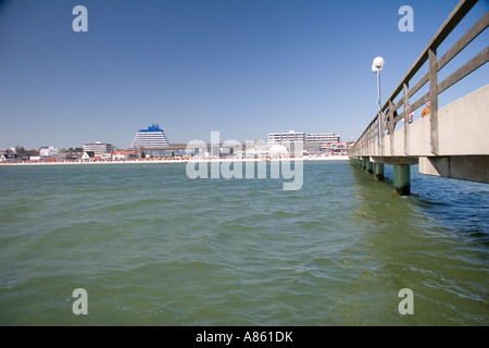 View from pier to the beach of groemitz, germany Stock Photo