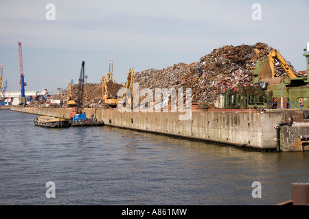 Junkyard in the port of Hamburg, Germany Stock Photo