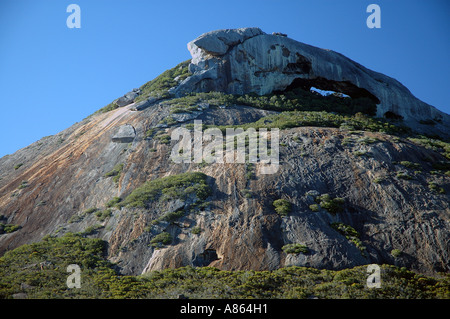 Strange pierced summit of Frenchman Peak Cape Le Grand National Park near Esperance Western Australia Stock Photo