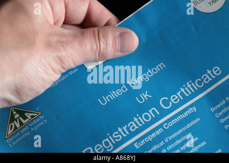 vehicle registration certificate Stock Photo