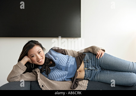 Young woman smiling, portrait Stock Photo