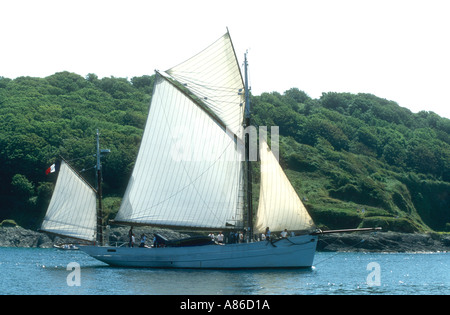 The French navy owned gaff yawl Mutin a former tuna fishing boat Stock Photo