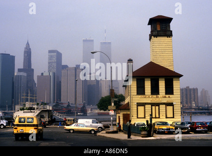 New York Manhattan Brooklyn light house Hudson river Stock Photo