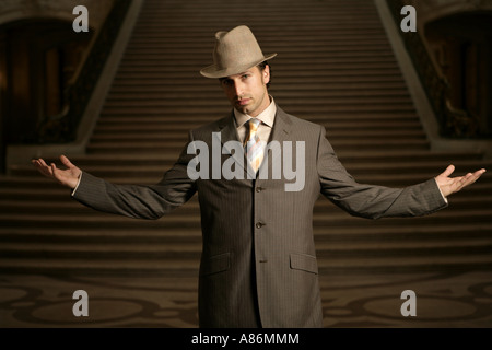 View of a businessman standing in front of a stairway. Stock Photo