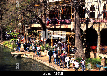 Outdoor dining River walk on San Antonio Texas USA Stock Photo