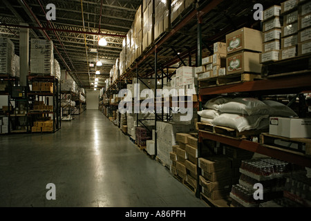 View of a well stocked warehouse. Stock Photo
