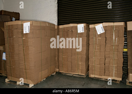 View of goods arranged in piles. Stock Photo