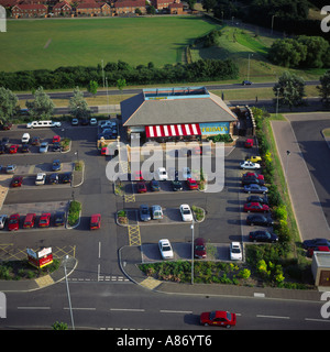 TGI Fridays restaurant and car park UK aerial view Stock Photo
