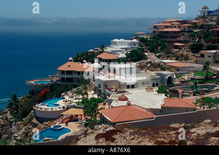 View from above of several expensive houses in Cabo San Lucas Mexico Stock Photo