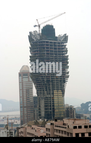 Stanley Ho's new Grand Lisboa casino in construction, Macau Stock Photo