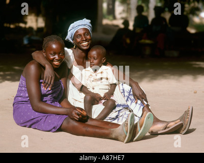 Family in a native village, The Gambia, West Africa Stock Photo