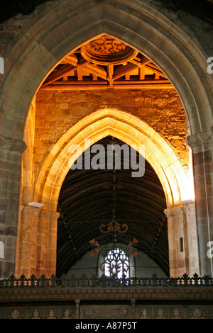 Priory Rood Screen The interior of St Georges church Dunster Somerset. With the rood ...