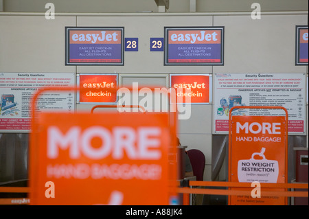 EasyJet check in desks at John Lennon airport, Liverpool, England Stock Photo