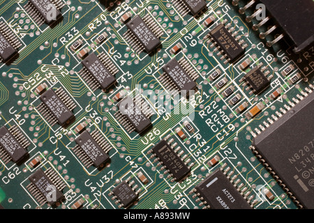 Close up view of an electronic circuit board Stock Photo