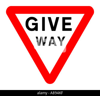 Give Way Road sign on white background Stock Photo