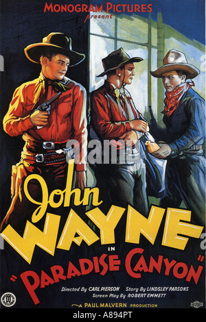 PARADISE CANYON poster for 1935 Lone Star Production film with John Wayne Stock Photo