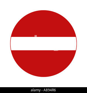 No Entry Road sign on white background Stock Photo