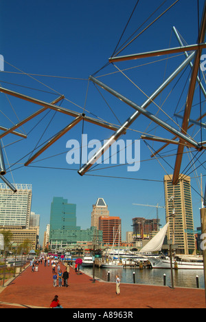 USA Maryland Baltimore A view from the The Maryland Science Center looking out to the Inner Harbor Stock Photo