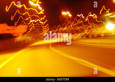 Soft focus blurred traffic lights Stock Photo