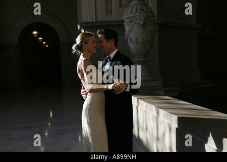 Mature couple dancing, looking into each others eyes Stock Photo
