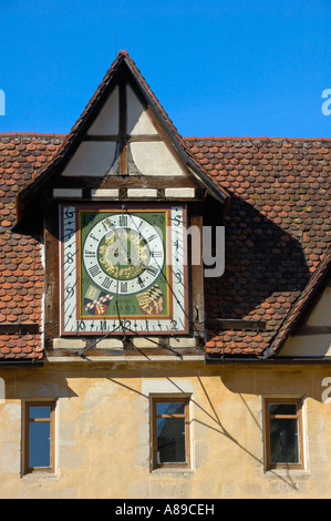 Sundial and regular clock, Bebenhausen, Baden-Wuerttemberg, Germany, Europe Stock Photo