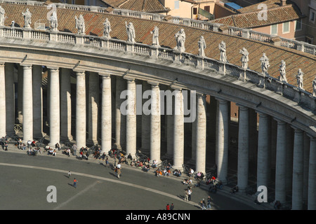 Colonnades with Doric pillars and saints' statues at Peter's Square, Vatican City, Rome, Latium, Italy Stock Photo