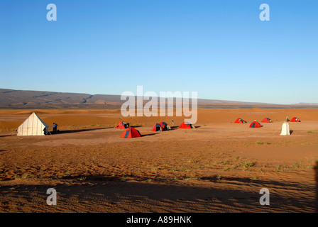 Desert trekking camp in the desert near Mhamid Morocco Stock Photo