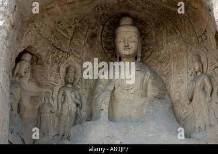 China shanxi yungang shiku caves near datong a buddha statue carved inside a grotto