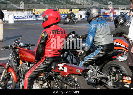 Gainesville Florida,Gainesville Raceway,All Harley Drag Racing Association,AHDRA,Bike Week Nationals,motorcycle motorcycles,visitors travel traveling Stock Photo